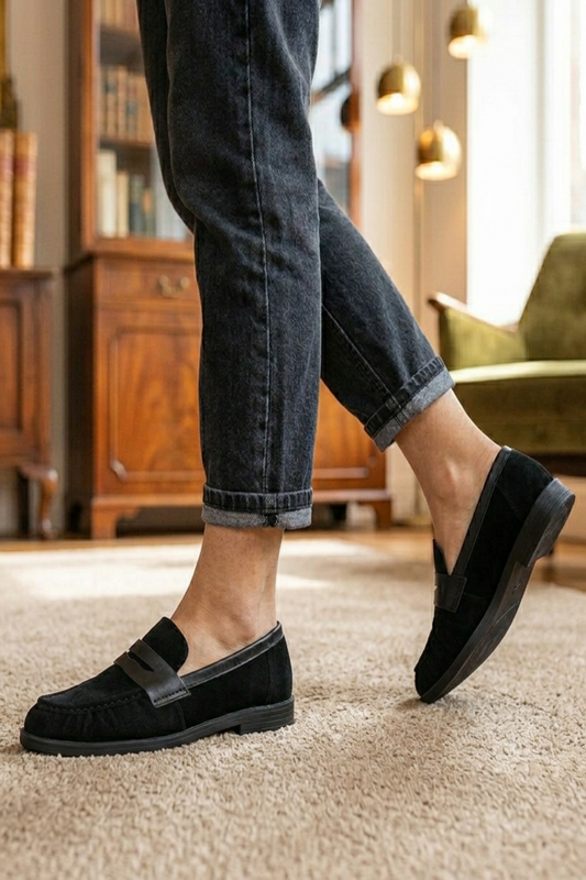 Mocassins classiques en daim noir – Chaussures haut de gamme Tropico Chaussures pour femmes