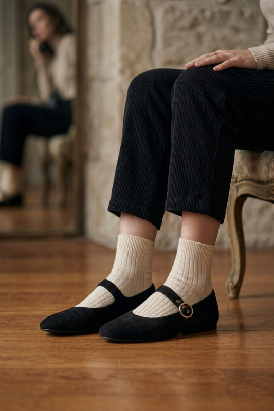 Ballerines Mary Jane classiques noires pour femmes – Chaussures confortables à bride à boucle