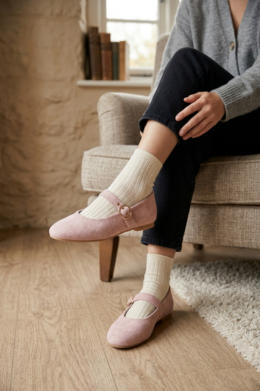 Ballerines Mary Jane roses classiques pour femmes – Chaussures confortables à boucle