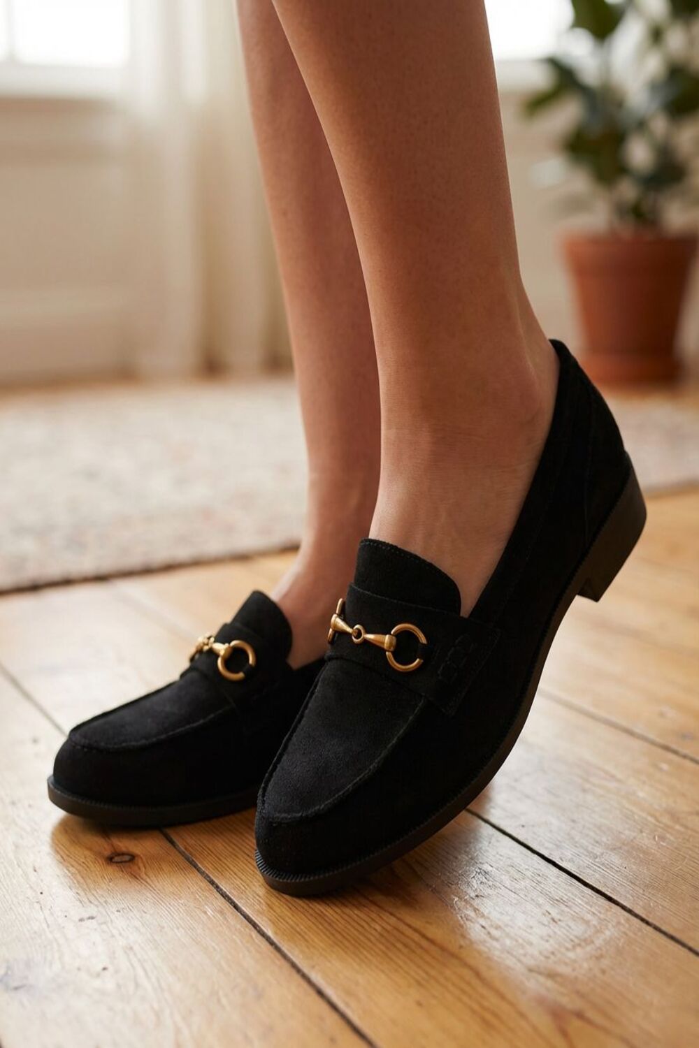 Mocassins à mors en daim noir pour femmes | Tropico Chaussures