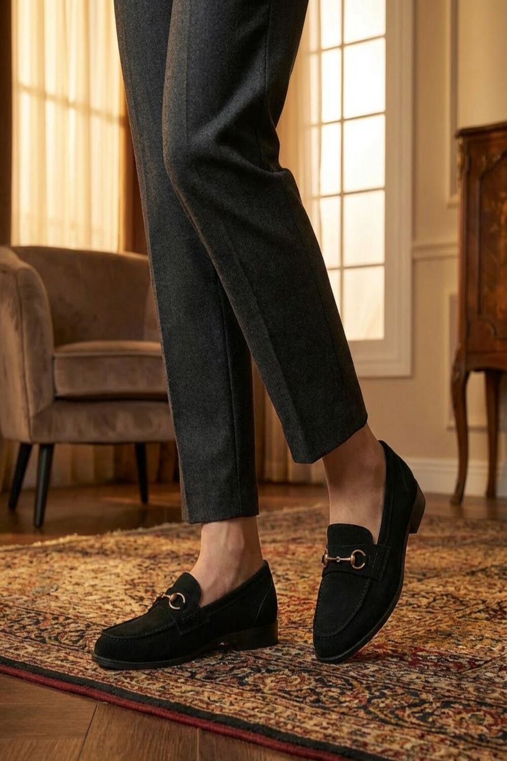 Mocassins à mors en daim noir pour femmes | Tropico Chaussures